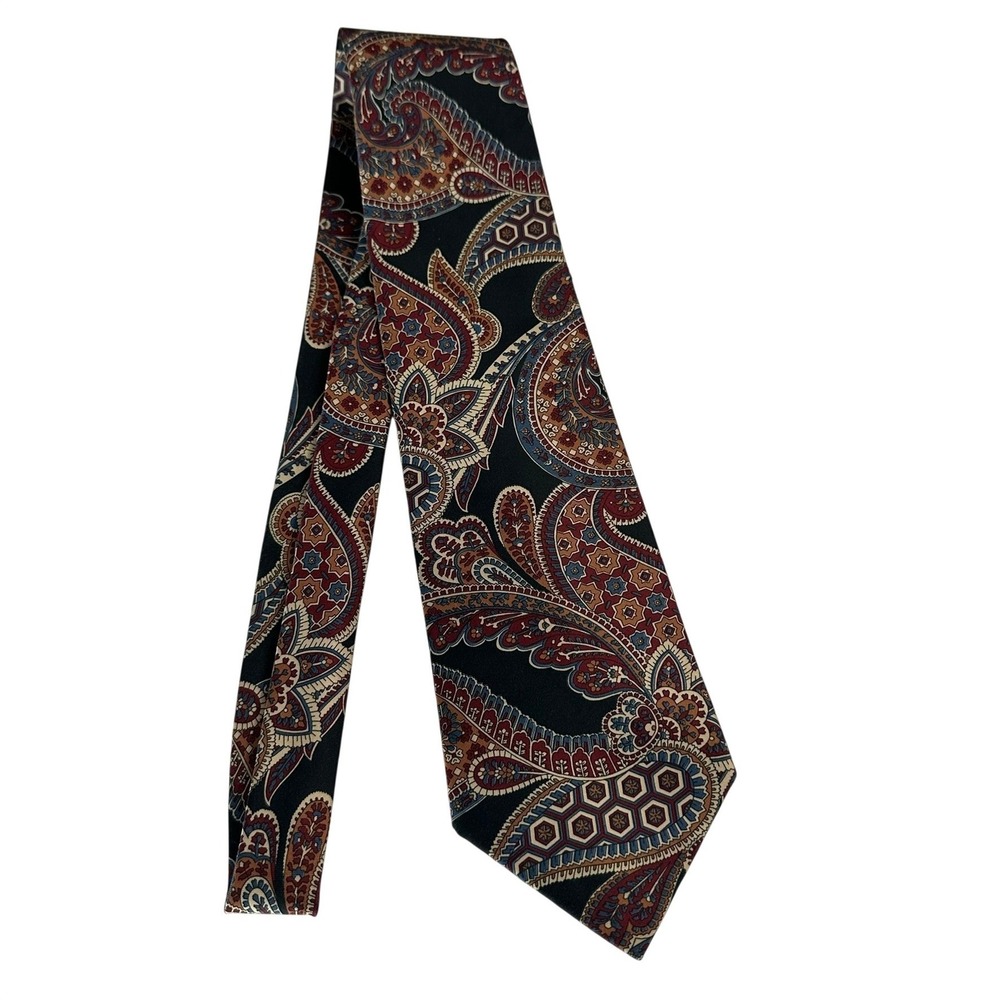 Concerto Mens Paisley Geometric Silk Necktie Tie Bold Corporate Academia Dapper